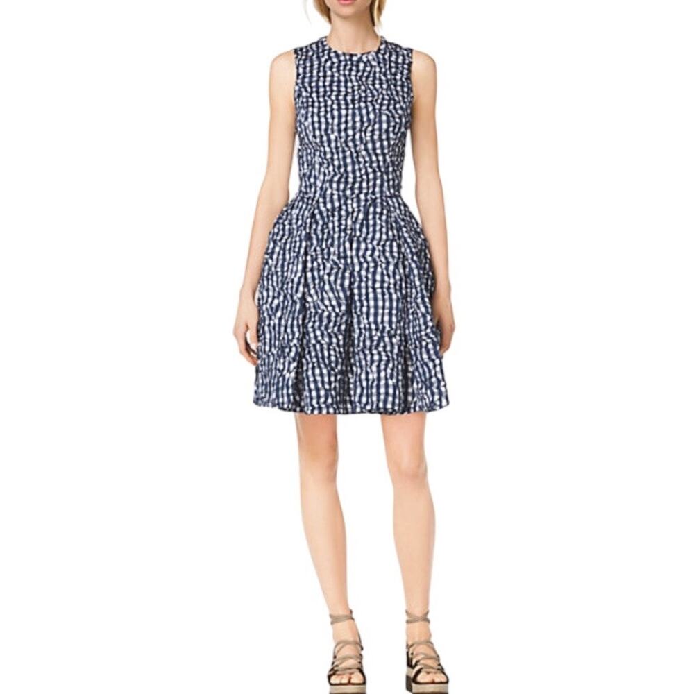 NWT Michael Kors Collection Womens Gingham Crushed Taffeta Dance Dress Size 2